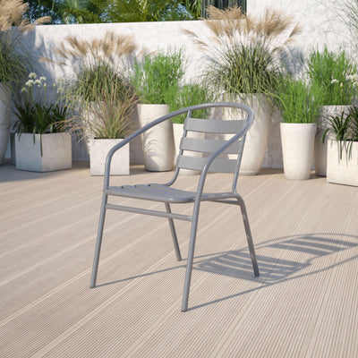 Lila Metal Restaurant Stack Chair with Aluminum Slats