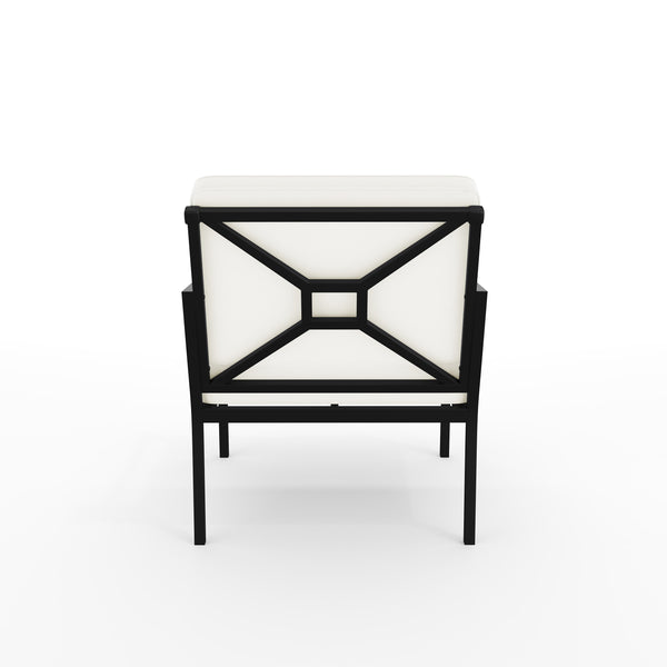 All-Weather Steel Frame Patio Chairs in Black with Cream Cushions - Set of 2