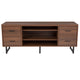 Three Shelf and Four Drawer TV Stand in Rustic Wood Grain Finish
