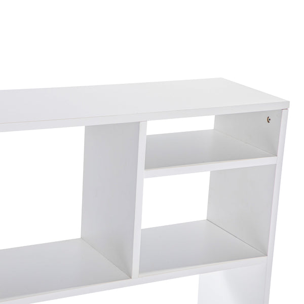 White |#| Space-Saving Desktop Bookshelf Storage Organizer with Assorted Cubbies in White