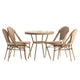 Natural & White Rattan/Light Natural Frame |#| Indoor/Outdoor Commercial Bistro Set with Table and 4 Chairs in Nat/Wht