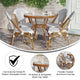 White & Gray Rattan/Natural Frame |#| Indoor/Outdoor Commercial Bistro Set with Table and 4 Chairs in Wht/Gray