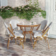 White & Gray Rattan/Natural Frame |#| Indoor/Outdoor Commercial Bistro Set with Table and 4 Chairs in Wht/Gray