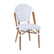 White & Gray Rattan/Natural Frame |#| Indoor/Outdoor Commercial Bistro Set with Table and 4 Chairs in Wht/Gray