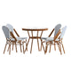 White & Navy Rattan/Natural Frame |#| Indoor/Outdoor Commercial Bistro Set with Table and 4 Chairs in Wht/Navy