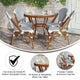 White & Navy Rattan/Natural Frame |#| Indoor/Outdoor Commercial Bistro Set with Table and 4 Chairs in Wht/Navy