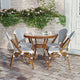 White & Navy Rattan/Natural Frame |#| Indoor/Outdoor Commercial Bistro Set with Table and 4 Chairs in Wht/Navy