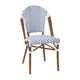 White & Navy Rattan/Natural Frame |#| Indoor/Outdoor Commercial Bistro Set with Table and 4 Chairs in Wht/Navy