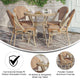 Natural & White Rattan/Light Natural Frame |#| Indoor/Outdoor Commercial Bistro Set with Table and 4 Chairs in Nat/Wht