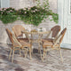 Natural & White Rattan/Light Natural Frame |#| Indoor/Outdoor Commercial Bistro Set with Table and 4 Chairs in Nat/Wht