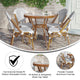 White & Gray Rattan/Natural Frame |#| Indoor/Outdoor Commercial French Bistro Set with Table and 4 Chairs in Wht/Gray