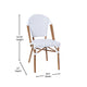 White & Gray/Natural Frame |#| All-Weather Commercial Paris Chair with Bamboo Print Aluminum Frame-White/Gray