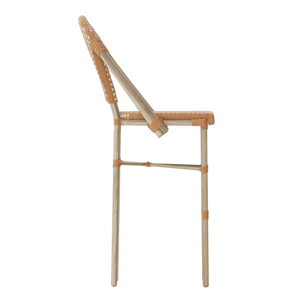 Natural & White/Light Natural Frame |#| 2 Pack All-Weather Commercial Paris Stools with Bamboo Print Frame-Natural/White