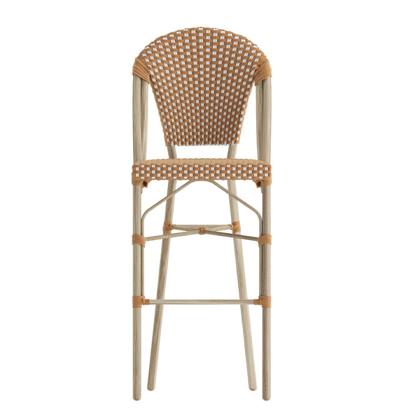 Natural & White/Light Natural Frame |#| 2 Pack All-Weather Commercial Paris Stools with Bamboo Print Frame-Natural/White