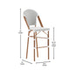 White & Gray/Natural Frame |#| 2 Pack All-Weather Commercial Paris Stools with Bamboo Print Frame-White/Gray