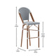 White & Navy/Natural Frame |#| 2 Pack All-Weather Commercial Paris Stools with Bamboo Print Frame-White/Navy