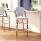 White & Navy/Natural Frame |#| 2 Pack All-Weather Commercial Paris Stools with Bamboo Print Frame-White/Navy