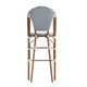 White & Navy/Natural Frame |#| 2 Pack All-Weather Commercial Paris Stools with Bamboo Print Frame-White/Navy