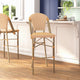 Natural & White/Light Natural Frame |#| 2 Pack All-Weather Commercial Paris Stools with Bamboo Print Frame-Natural/White