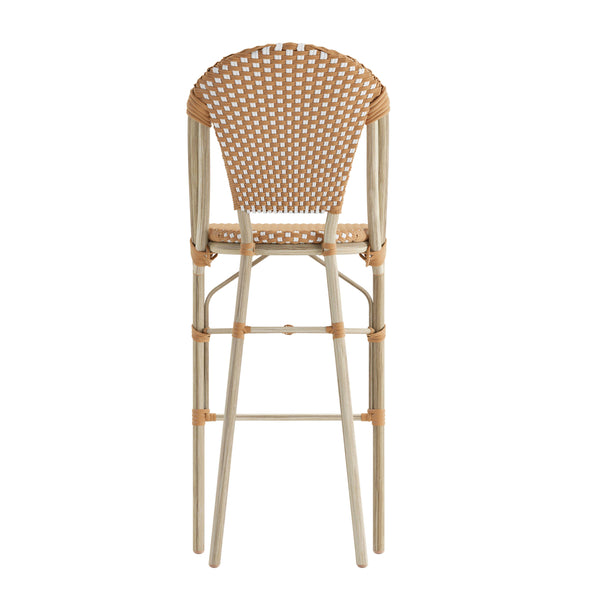 Natural & White/Light Natural Frame |#| 2 Pack All-Weather Commercial Paris Stools with Bamboo Print Frame-Natural/White