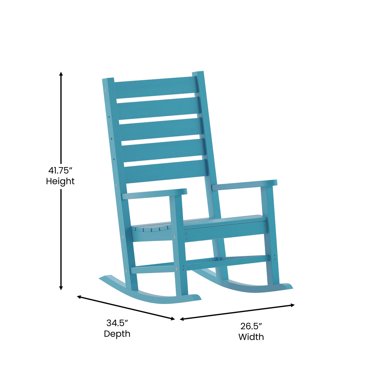 Blue |#| Classic Commercial Grade Outdoor All-Weather HDPE Rocking Chair in Blue