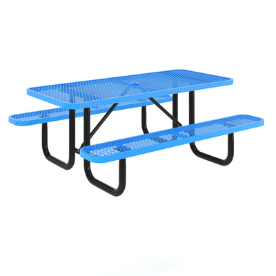 Commercial Grade Expanded Mesh Metal Outdoor Picnic Table with Anchors - View 1