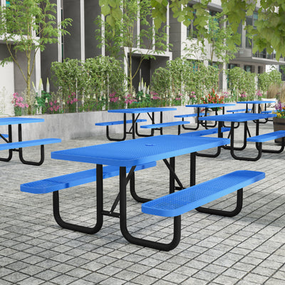 Commercial Grade Expanded Mesh Metal Outdoor Picnic Table with Anchors - View 2