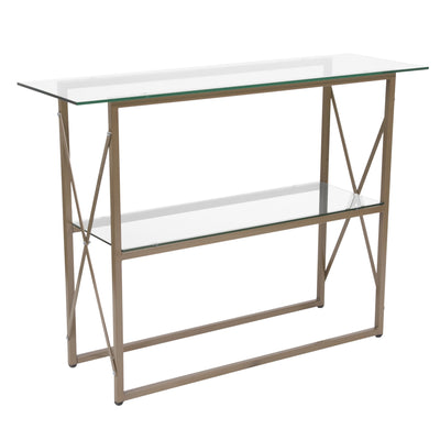 Mar Vista Collection Glass Console Table with Criss Cross Matte Frame