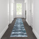 Turquoise,2' x 11' |#| Distressed Motif Indoor Jute Back Olefin 2' x 11' Area Rug in Turquoise