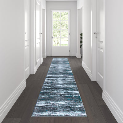Marian Collection Distressed Olefin Area Rug with Jute Backing for Entryway, Living Room, Bedroom