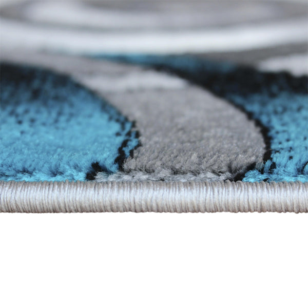 6' x 9' |#| Modern Spiral Patterned Turquoise 6' x 9' Olefin Indoor Area Rug