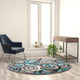 6' Round |#| Modern Spiral Patterned Turquoise 6' x 6' Round Olefin Indoor Area Rug