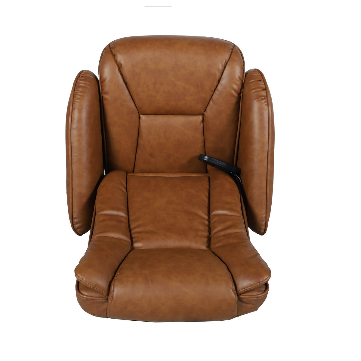 Brown |#| Brown LeatherSoft Massaging Multi-Position Recliner w/Side Pocket &Ottoman
