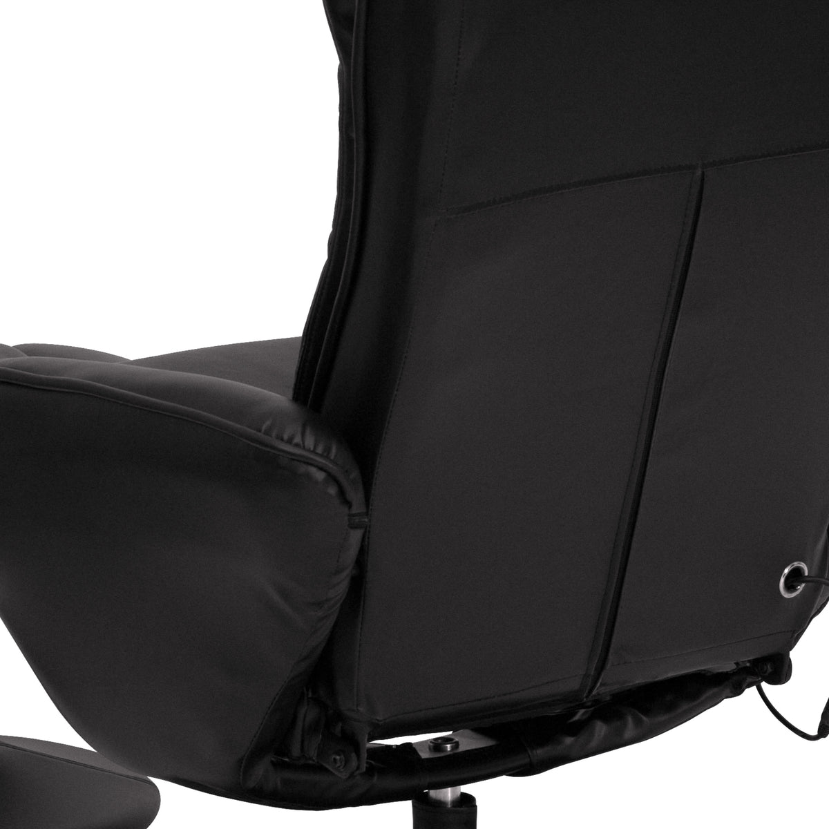 Black |#| Black LeatherSoft Massaging Multi-Position Recliner w/Side Pocket &Ottoman