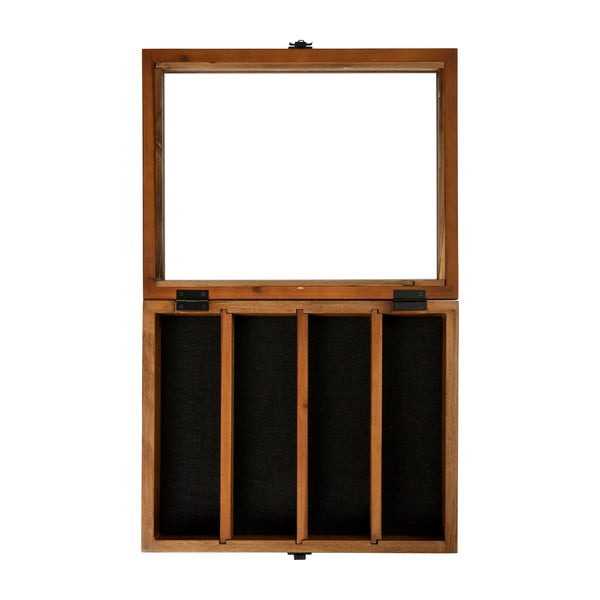 Rustic Brown,11.5"W x 2.75"D x 14"H |#| Wooden Medals Display Case with 3 Removable Shelves in Rustic Brown - 11x14