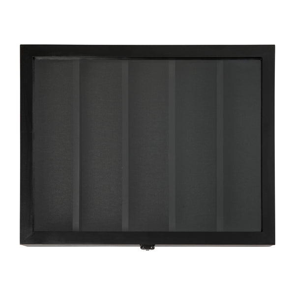 Black,14.5"W x 2.75"D x 17.75"H |#| Wooden Medals Display Case with 4 Removable Shelves in Black - 14.5x17.5