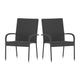 Gray |#| Indoor/Outdoor Stacking Steel Framed Gray Wicker Dining Armchairs - 2 Pack