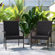 Black |#| Indoor/Outdoor Stacking Steel Framed Black Wicker Dining Armchairs - 2 Pack