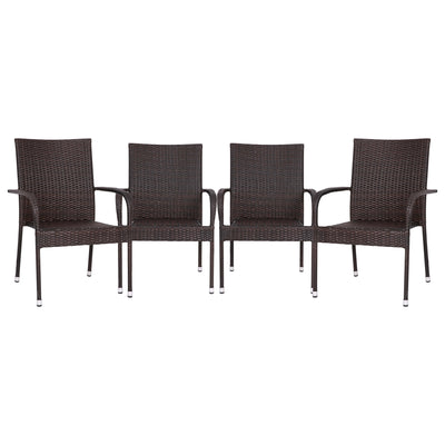 Maxim Indoor/Outdoor Wicker Dining Chairs with Fade & Weather-Resistant Steel Frames for Patio and Deck - View 1
