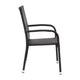 Black |#| Indoor/Outdoor Stacking Steel Framed Black Wicker Dining Armchairs - 2 Pack