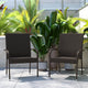 Espresso |#| Indoor/Outdoor Stacking Steel Framed Espresso Wicker Dining Armchairs - 2 Pack