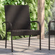 Espresso |#| Indoor/Outdoor Stacking Steel Framed Espresso Wicker Dining Armchairs - 2 Pack