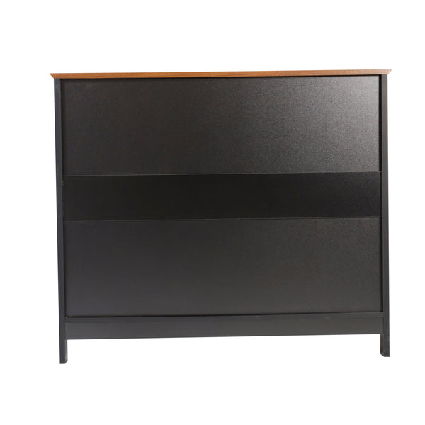 Walnut Top/Black Frame |#| Classic Sideboard and Buffet Cabinet with Open and Closed Storage - Black/Walnut