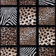 5' x 7' |#| Wildlife Animal Print Area Rug with Raised Squares - Black Background - 5' x 7'