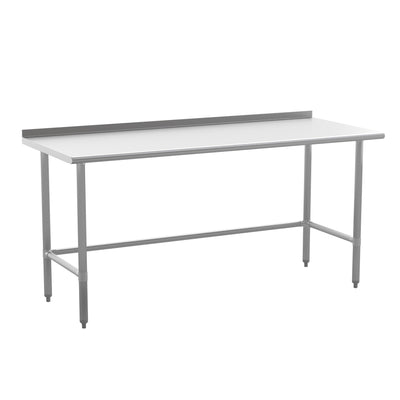 Merrick Commercial Grade 430 Stainless Steel 18 Gauge NSF Certified Open Base Kitchen Prep and Work Table with Backsplash - View 1