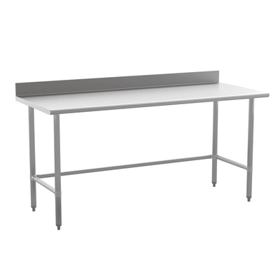 Merrick Commercial Grade 430 Stainless Steel 18 Gauge NSF Certified Open Base Kitchen Prep and Work Table with Backsplash - View 1