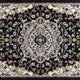 Black,2' x 3' |#| Multipurpose Persian Style Olefin Medallion Motif Area Rug in Black - 2' x 3'