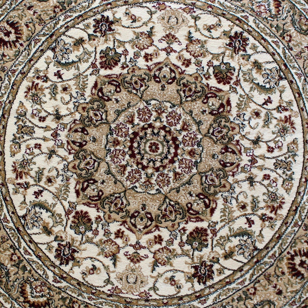Ivory,3' x 20' |#| Multipurpose Persian Style Olefin Medallion Motif Area Rug in Ivory - 3' x 20'