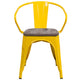 Yellow |#| Yellow Metal Chair with Wood Seat and Arms - Restaurant Furniture