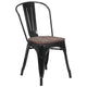 Black |#| Black Metal Stackable Chair with Wood Seat - Restaurant Chair - Bistro Chair